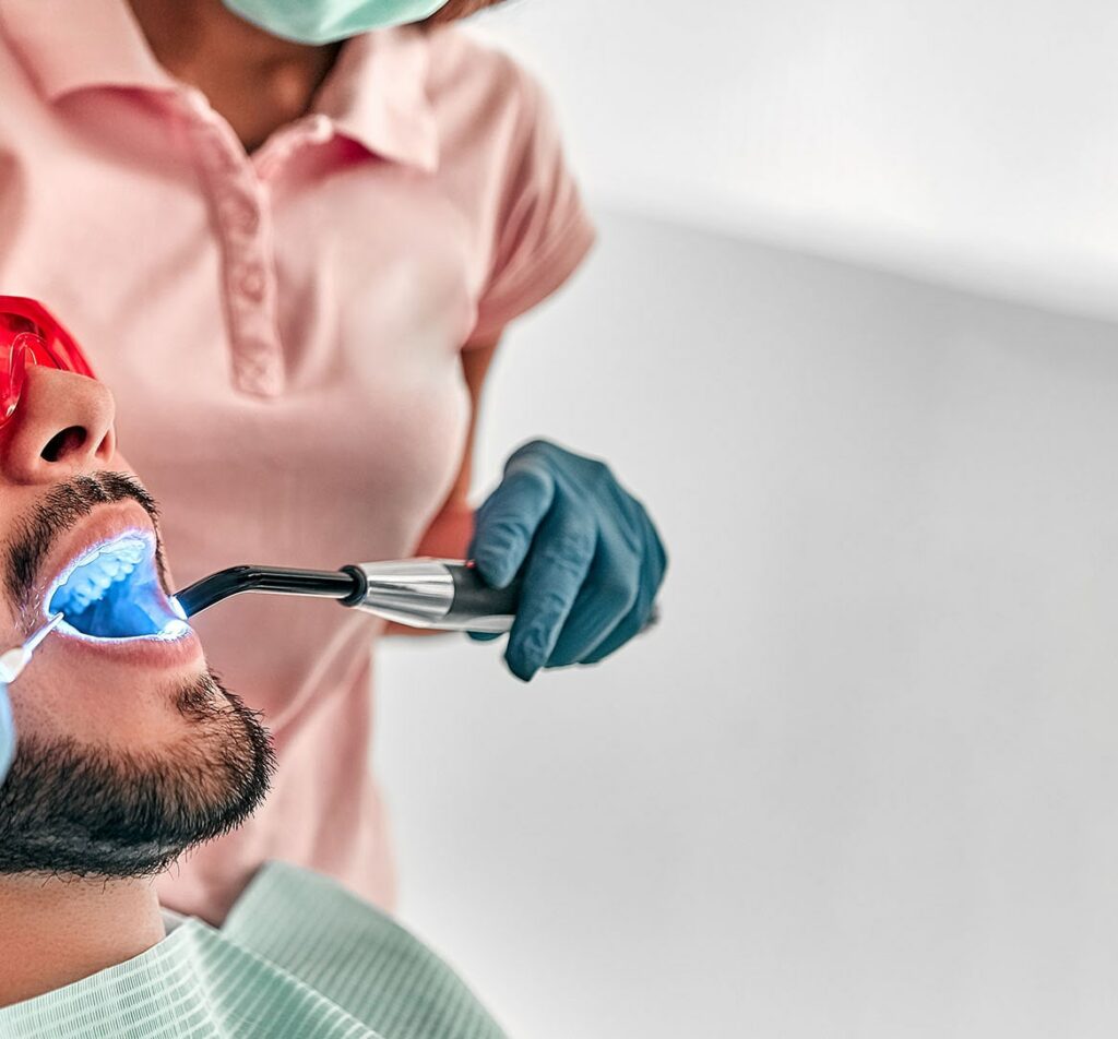 patient during cavity filling procedure