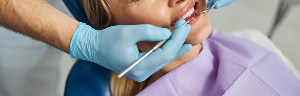 woman getting professional dental help