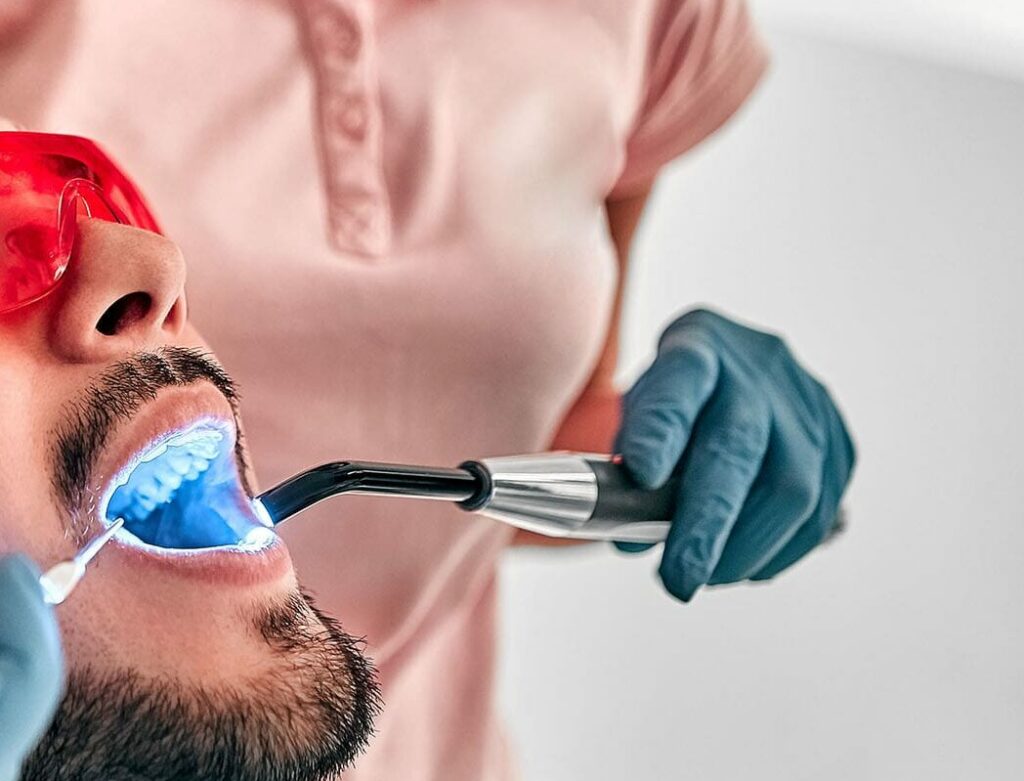 man getting dental filling